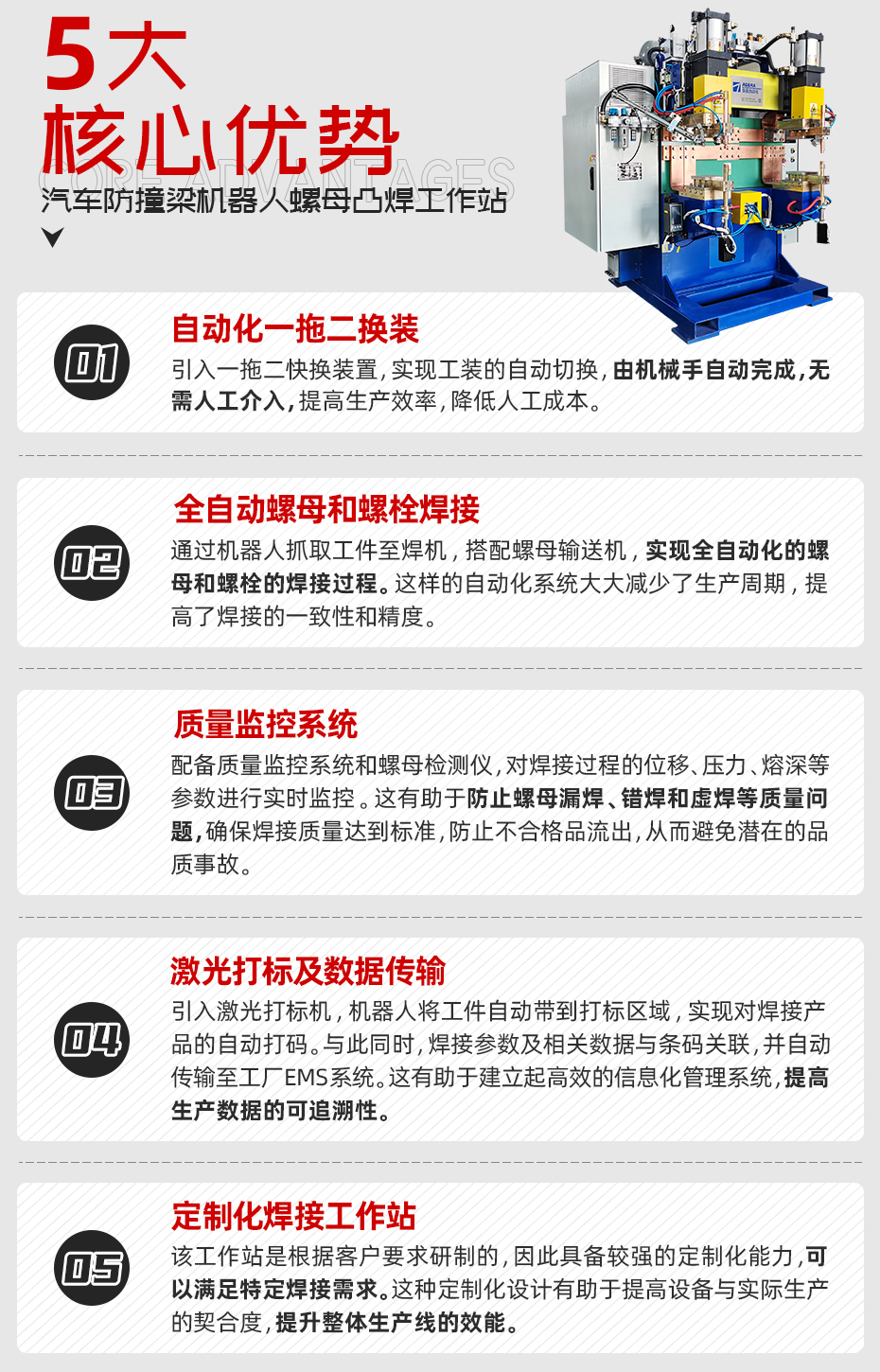 汽車防撞梁機(jī)器人螺母凸焊工作站核心優(yōu)勢